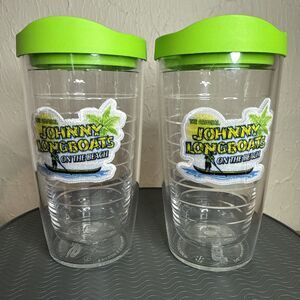 Tervis Tumbler Lot 2 Johnny Longboats On The Beach Cup 16 oz Seafood Restaurant